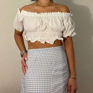 Zara white ruffle shirt - Size: Small